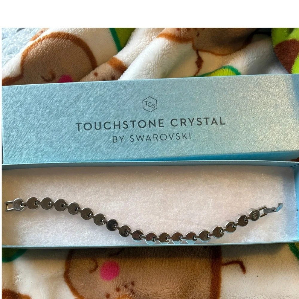 Touchstone Crystal Tennis Bracelet Women OS Light Pink Excellent Swarovski Steel